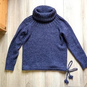 M Turtle Neck Sweater with Tie at bottom